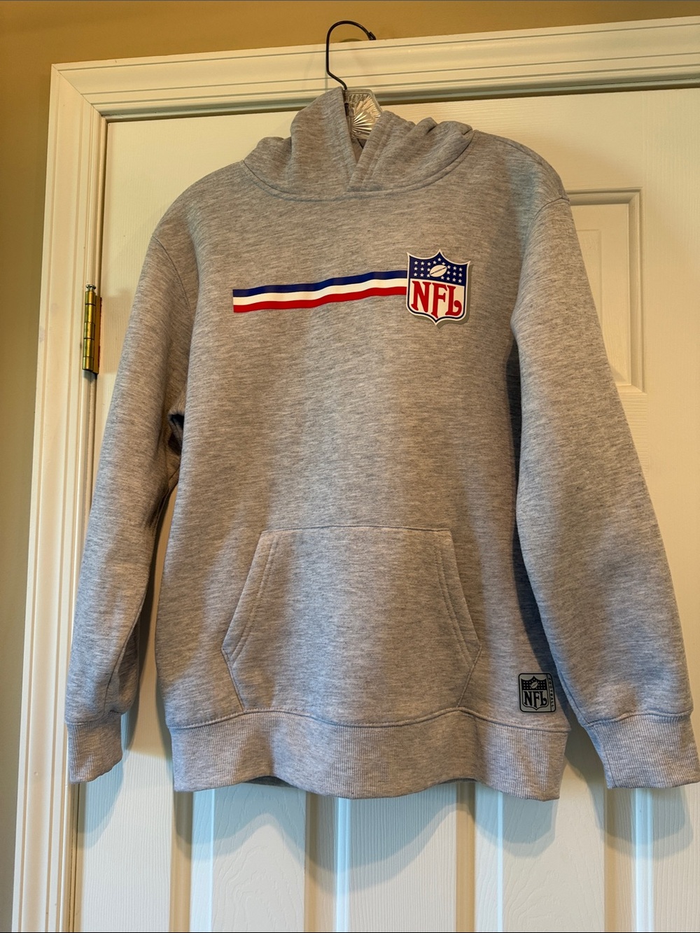 NFL Heather Gray Hoodie with Red, White & Blue Logo